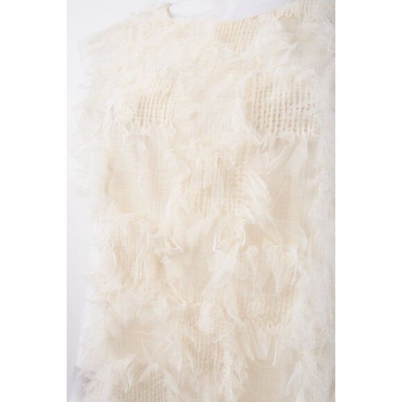 English Factory Womens Mini Shift Dress Tulle Ruffle Frill M Ivory Cream - Picture 4 of 6